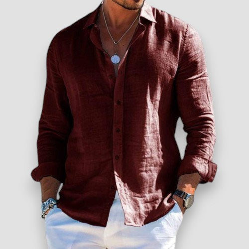 Xavier | Men's Lightweight Button Cuff Linen Blend Long Sleeve Shirt