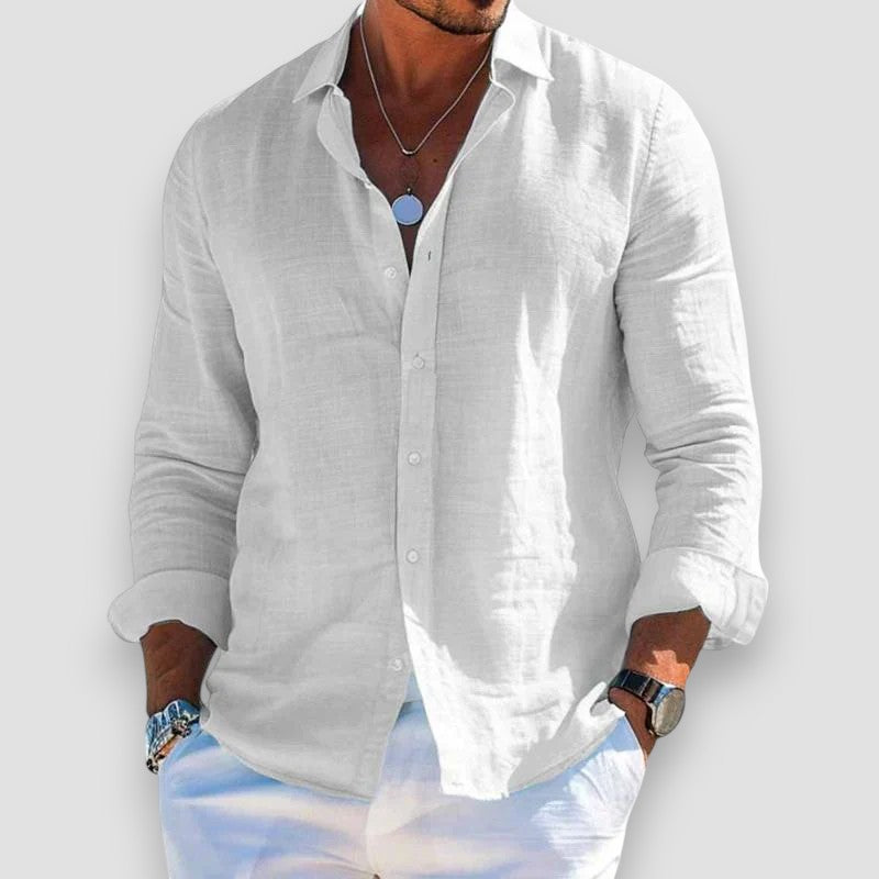 Xavier | Men's Lightweight Button Cuff Linen Blend Long Sleeve Shirt