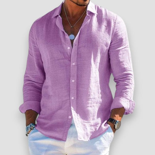 Xavier | Men's Lightweight Button Cuff Linen Blend Long Sleeve Shirt