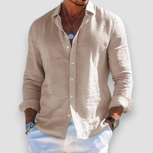 Xavier | Men's Lightweight Button Cuff Linen Blend Long Sleeve Shirt
