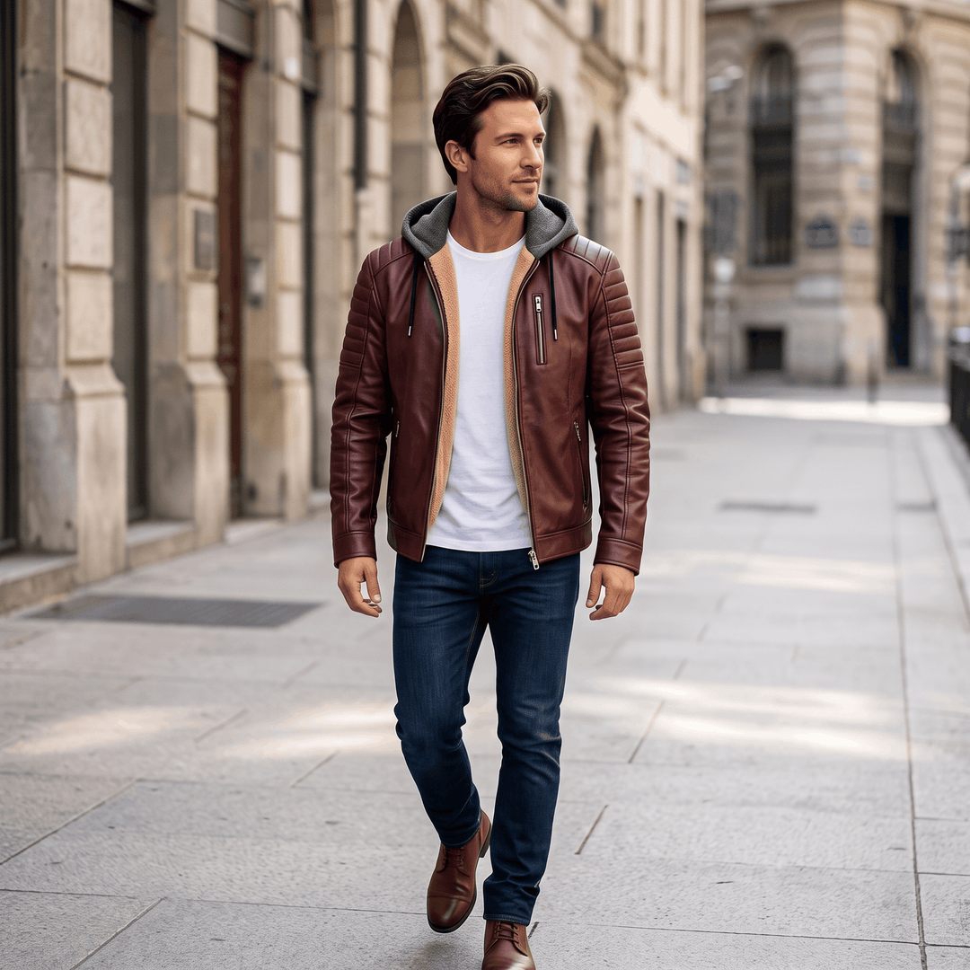 Yorick | Men's Hooded Grained Aviator Jacket