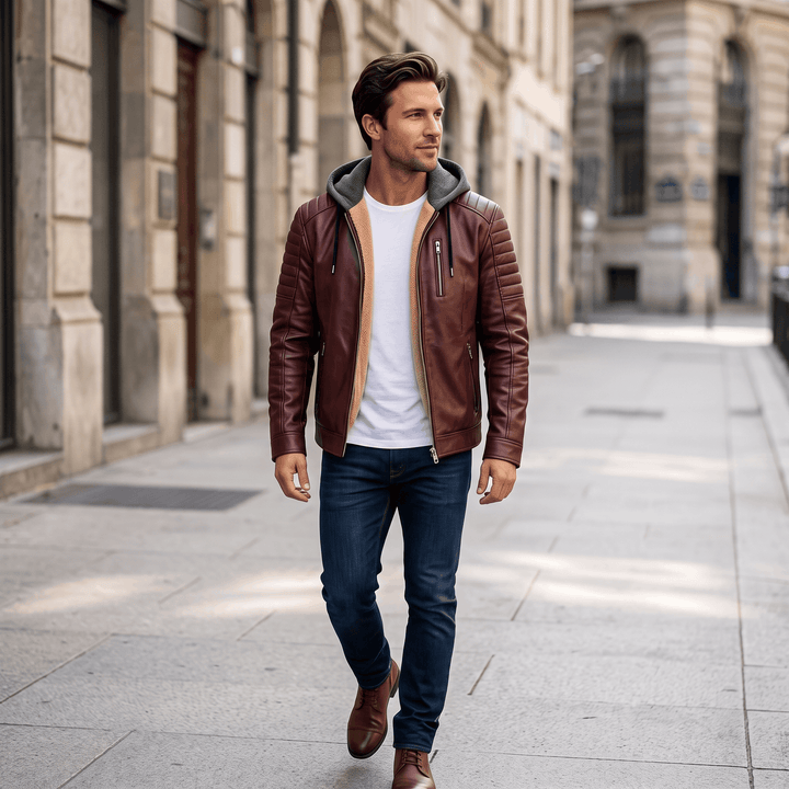 Yorick | Men's Hooded Grained Aviator Jacket
