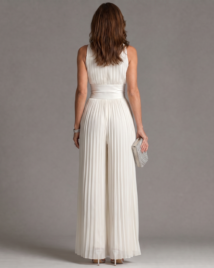 Zara | Women's Pleated Halter-Neck Wide-Leg Jumpsuit