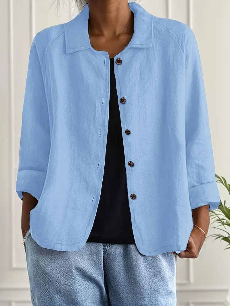 Fleur | Women's Oversized Open-Front Jacket with Button Placket