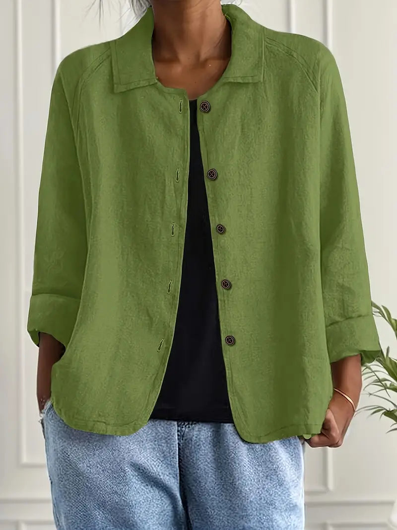 Fleur | Women's Oversized Open-Front Jacket with Button Placket