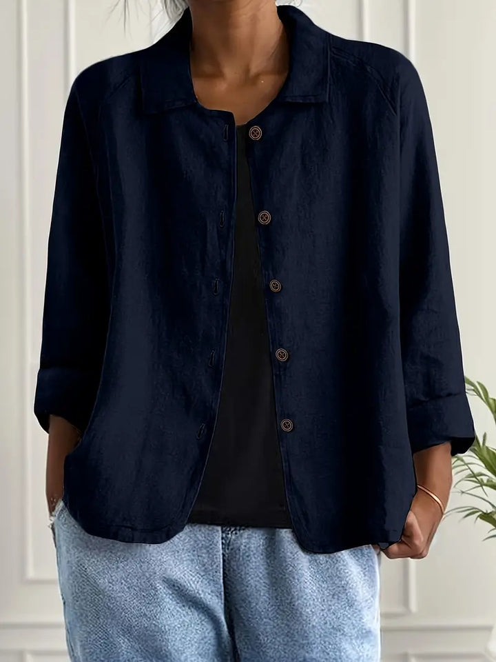 Fleur | Women's Oversized Open-Front Jacket with Button Placket
