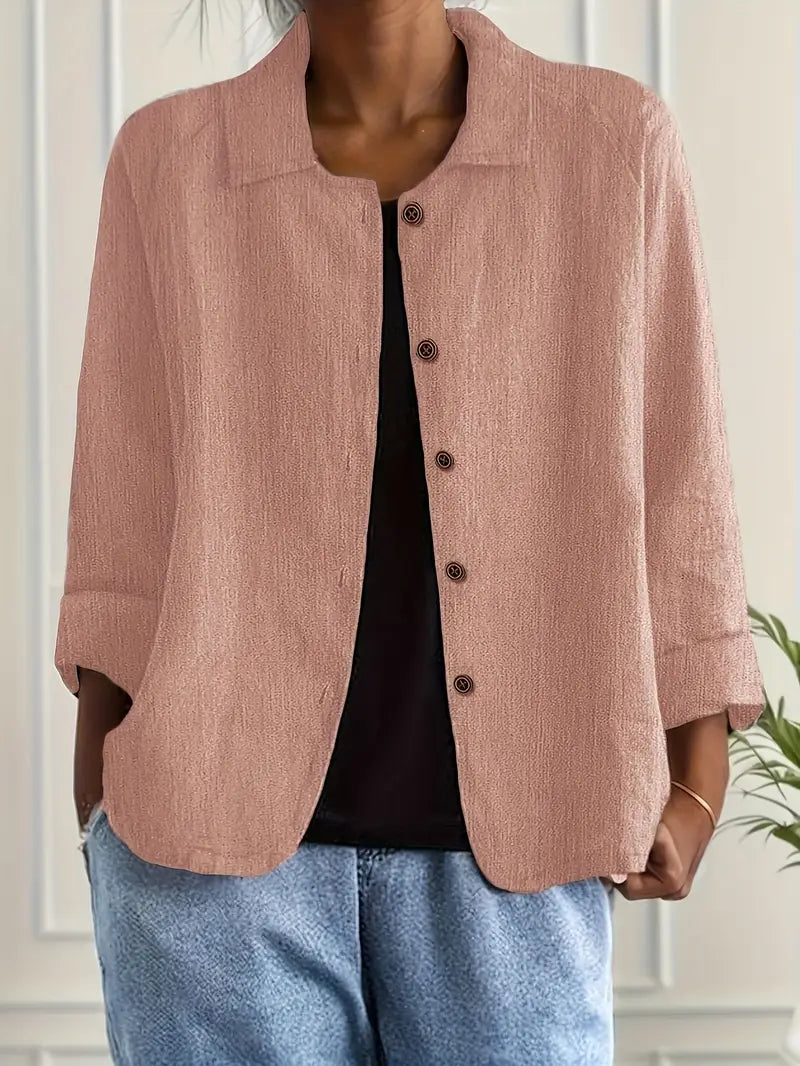 Fleur | Women's Oversized Open-Front Jacket with Button Placket