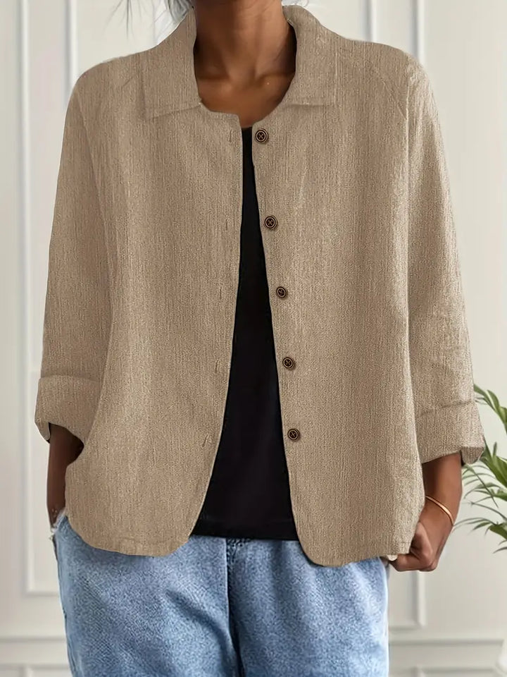 Fleur | Women's Oversized Open-Front Jacket with Button Placket