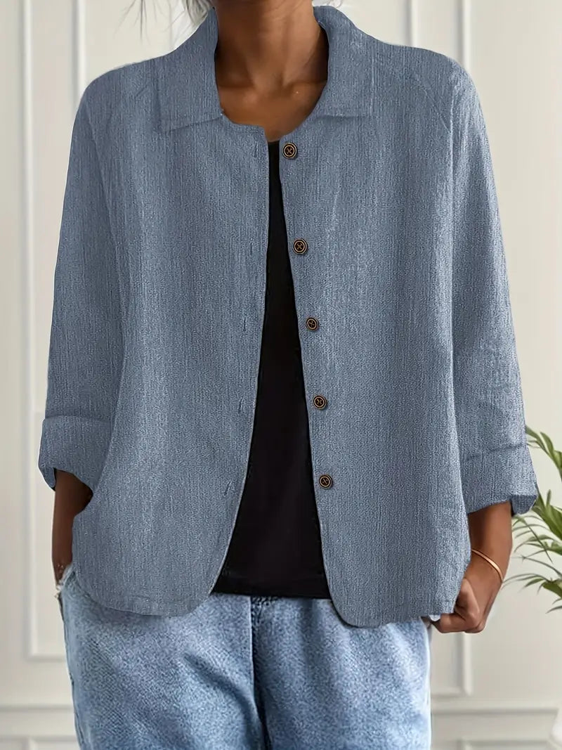Fleur | Women's Oversized Open-Front Jacket with Button Placket