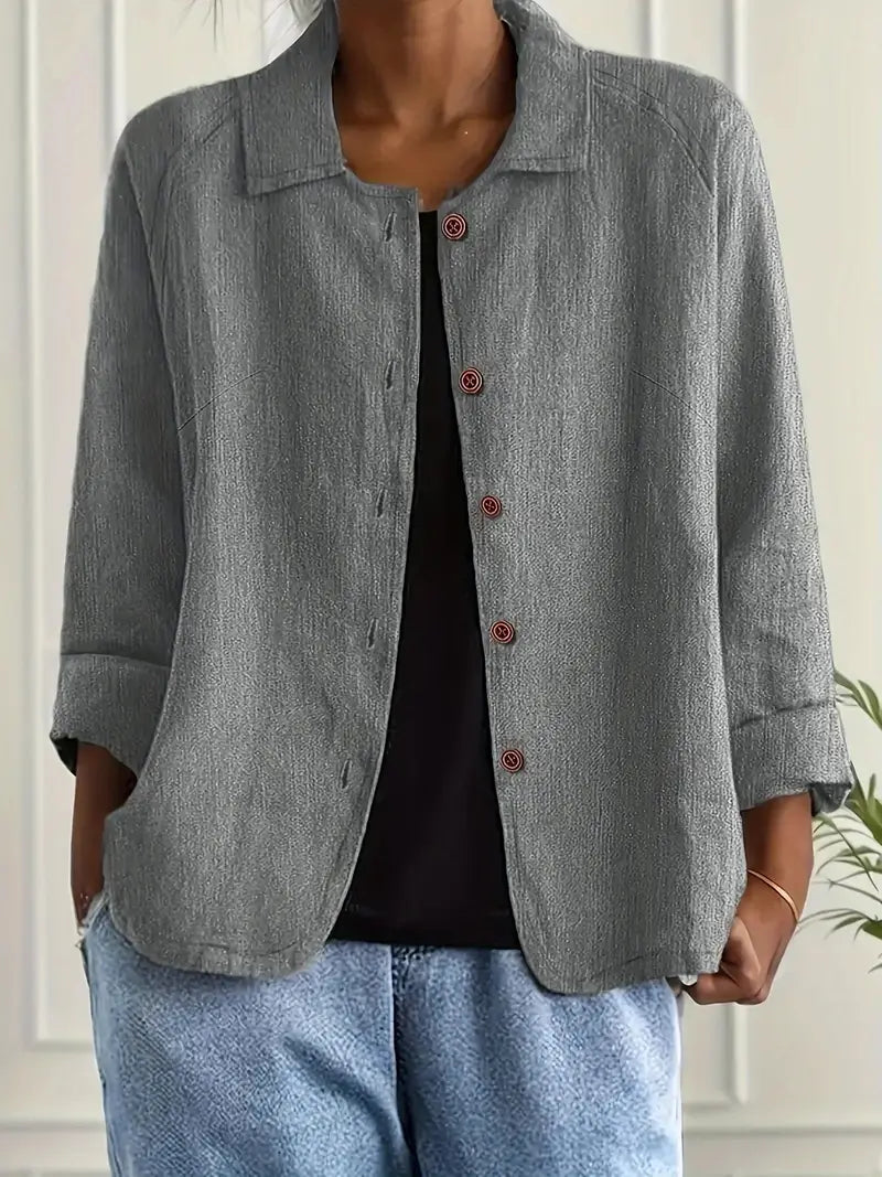 Fleur | Women's Oversized Open-Front Jacket with Button Placket