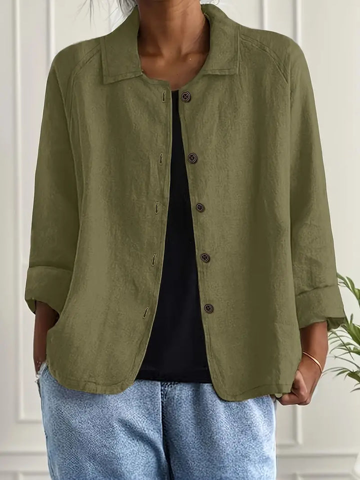 Fleur | Women's Oversized Open-Front Jacket with Button Placket