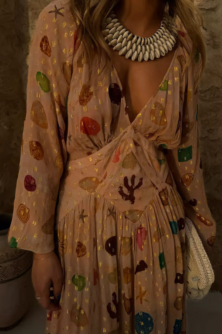 Zephirine | Women's Printed V Neck Maxi Dress
